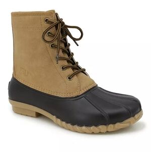 JBU Maine Waterproof Winter Duck Boot Dark Brown Beige NWT 13M Retail $80